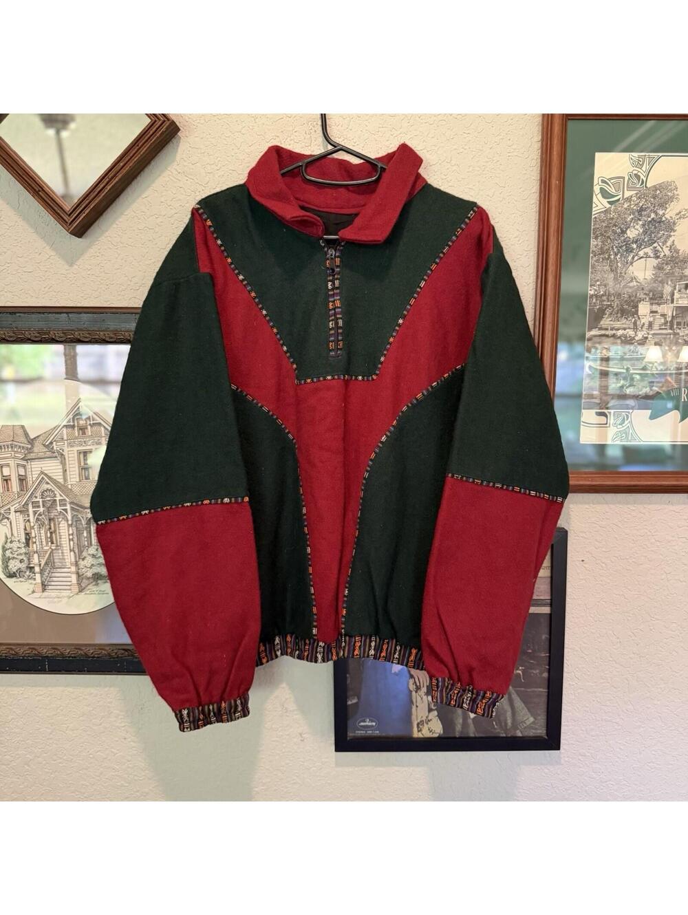 Vintage 80s/90s RARE Himalayan Skater 1/4 Zip Jacket Mens L/XL Wool Fleece Lined